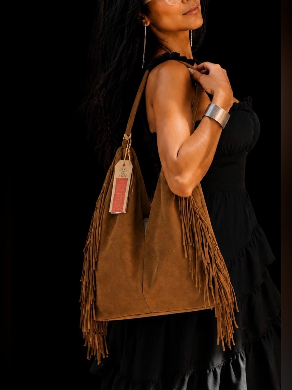 Divina Firenze Italian Suede Fringe Hobo Bag – Cognac 🤎✨ 🔥BNWT🔥 - Picture 2 of 11